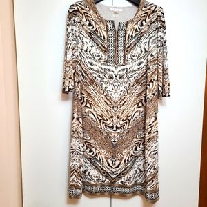 SZ 16 Plus Size shift dress stretch Tan Jay